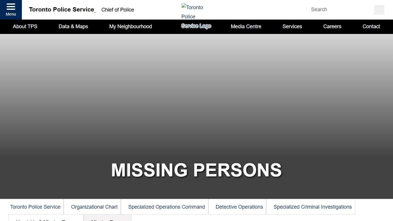 Missing Persons- Toronto Police Service