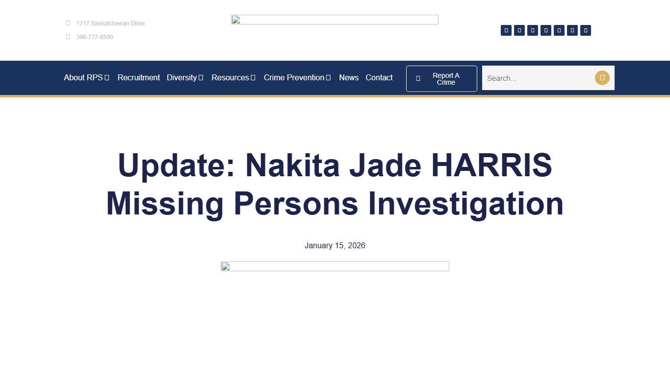 Update: Nakita Jade HARRIS Missing Persons Investigation – Regina Police Service