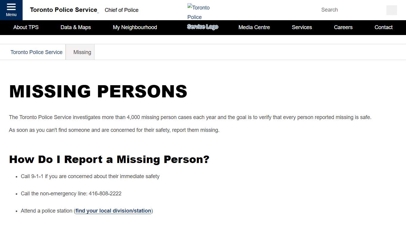 Missing- Toronto Police Service